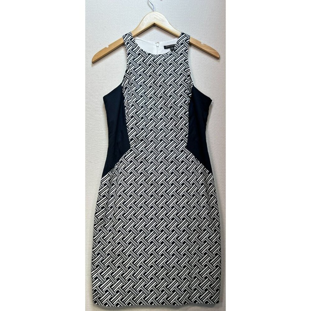 Banana Republic Womens Shift Dress Sleeveless Sz 6 Blue White Geometric Back Zip